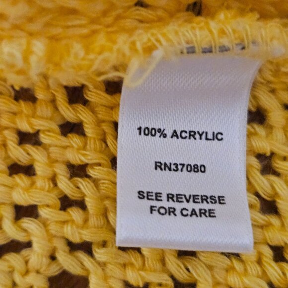 Womans Cato boho-chic butter yellow open knit pattern light weight cardigan 22/2 - Picture 10 of 11